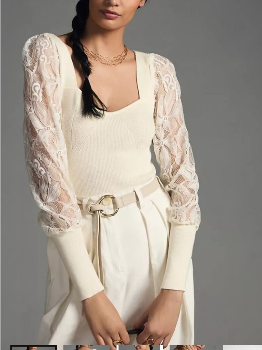 Anthropologie size large NWT sexy ivory long sleeved top